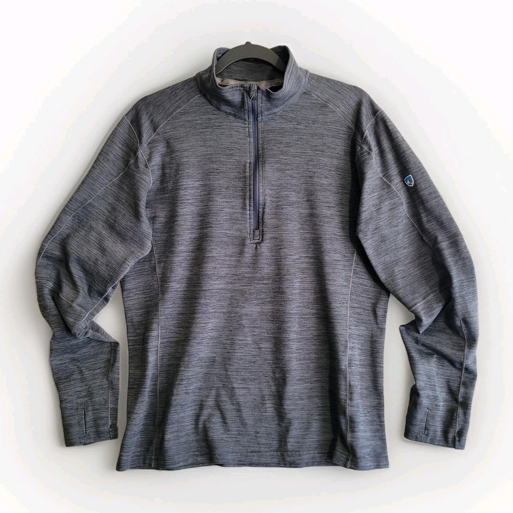Kuhl Mens Top Sz‎ Large Grey Alloy Performance Half Zip Pullover Hiking Running